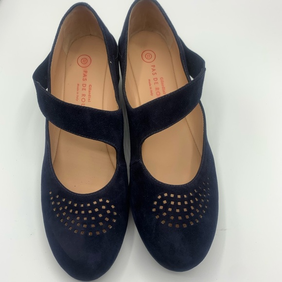 Pas de Rouge Shoes - - Pas de Rouge Suede Wedges  Navy Blue